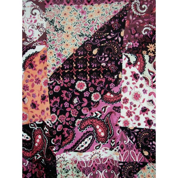 NEW Chelsea Studio Babydoll Tunic Top 30/32 3X Mixed Print Patchwork Mauve Wine - Picture 10 of 13